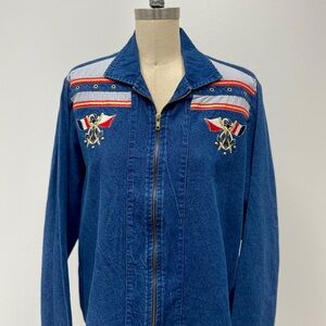 Vintage Nautical Embroidered Jean Jacket